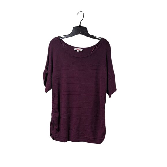 All At Once Purple Plus Size Knit Round Neck Button Short Sleeve Sweater Sz 1X - Picture 1 of 7